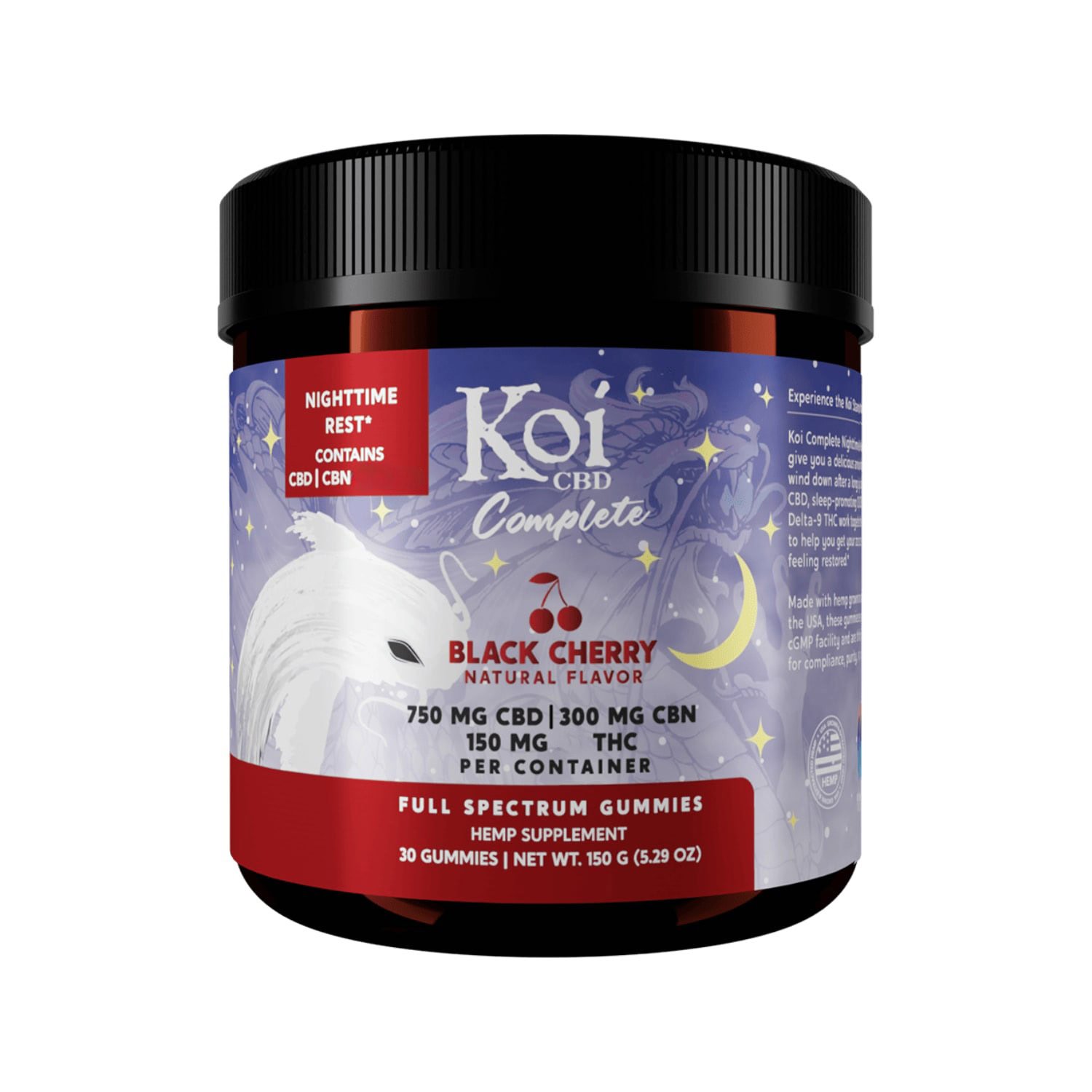 Koi CBD, Complete Full Spectrum CBD Gummies – Nighttime Rest, Black Cherry, 30ct, 300mg CBN + 150mg THC + 750mg CBD 1 Koi CBD, Complete Full Spectrum CBD Gummies – Nighttime Rest, Black Cherry, 30ct, 300mg CBN + 150mg THC + 750mg CBD